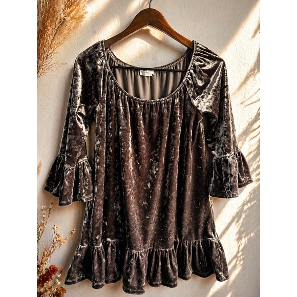 Tops - Crushed Velvet Peasant Top Dark Romantic Witchy Gothic Blouse Size Small